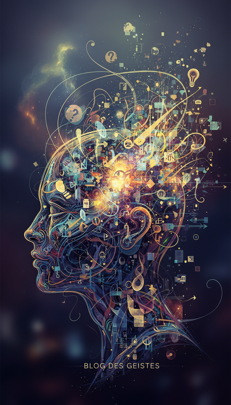 Kopf mit Gedankengewirr, künstlerisch, abstrakt, zu einem Blog passend